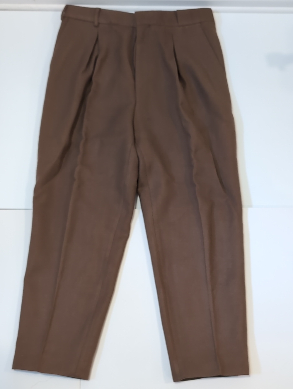 École De Pensée Wool Blend Brown Pleated Balloon Dress Pants Size 32